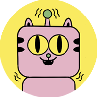 Robot gato violeta con antena sonando