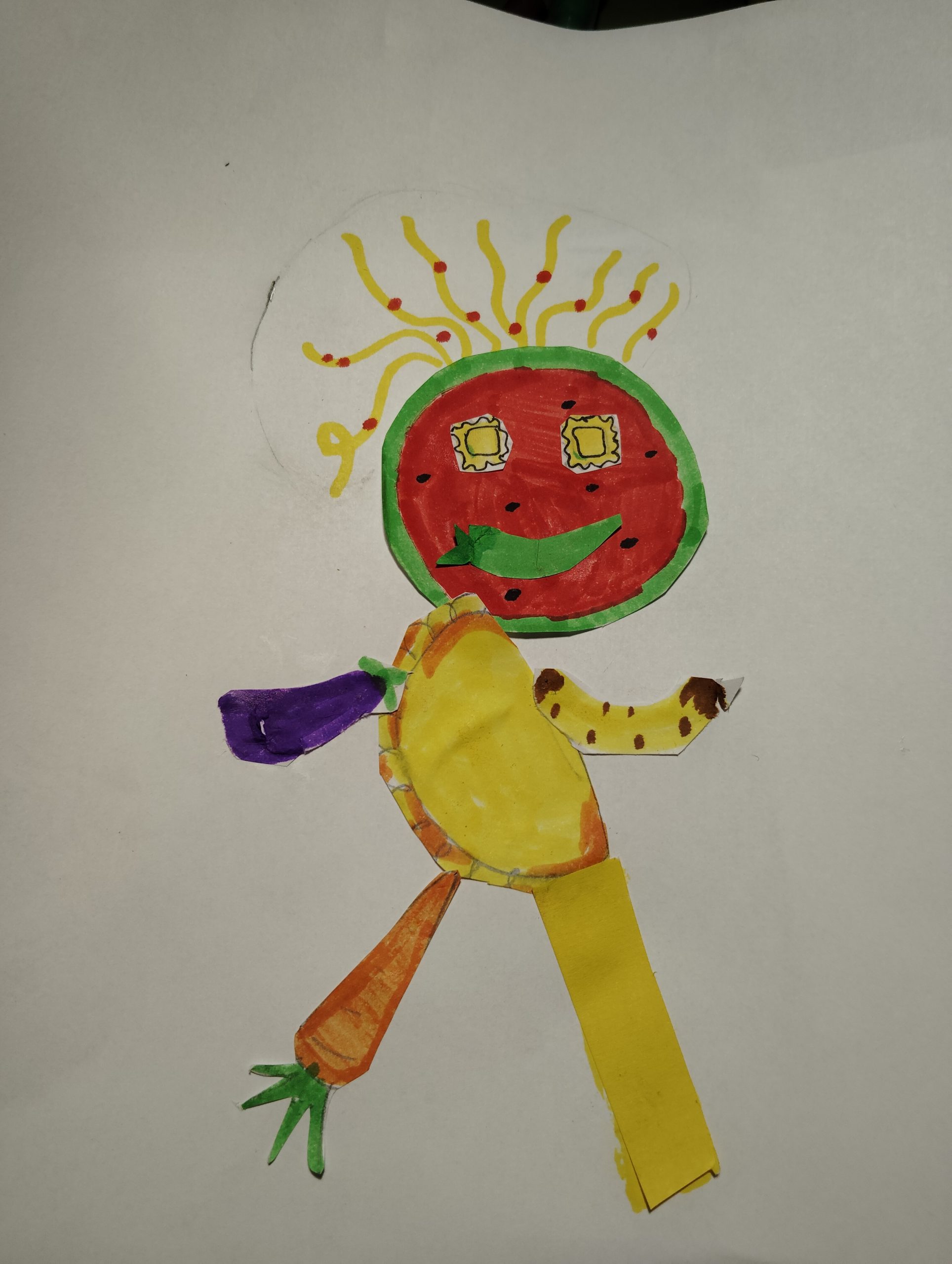 Este es un collage de un muñeco de comida y me divirtió mucho hacerlo y compartirlo