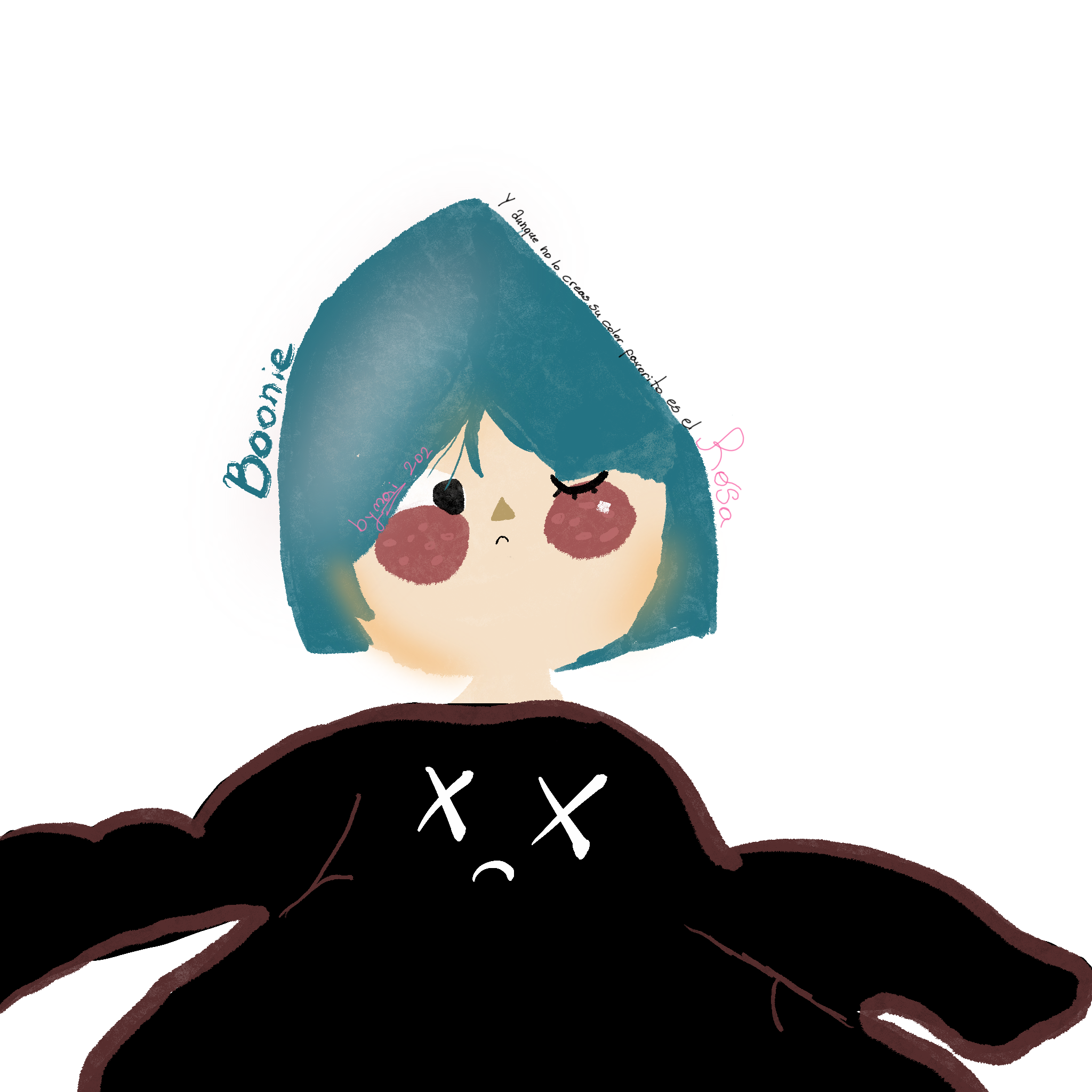 Ella es Boonie, y su secreto es que su color favorito es el rosa pero lo oculta para que no se burlen.